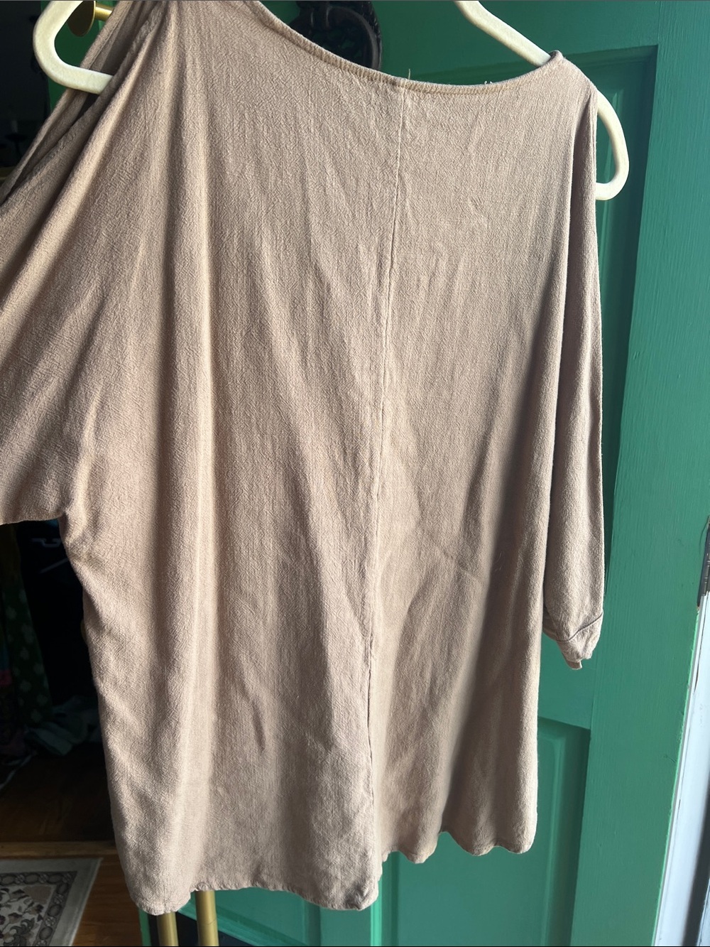 Umgee Mauve-Taupe Cold-Shoulder Tie-Sleeve Tunic Size Small